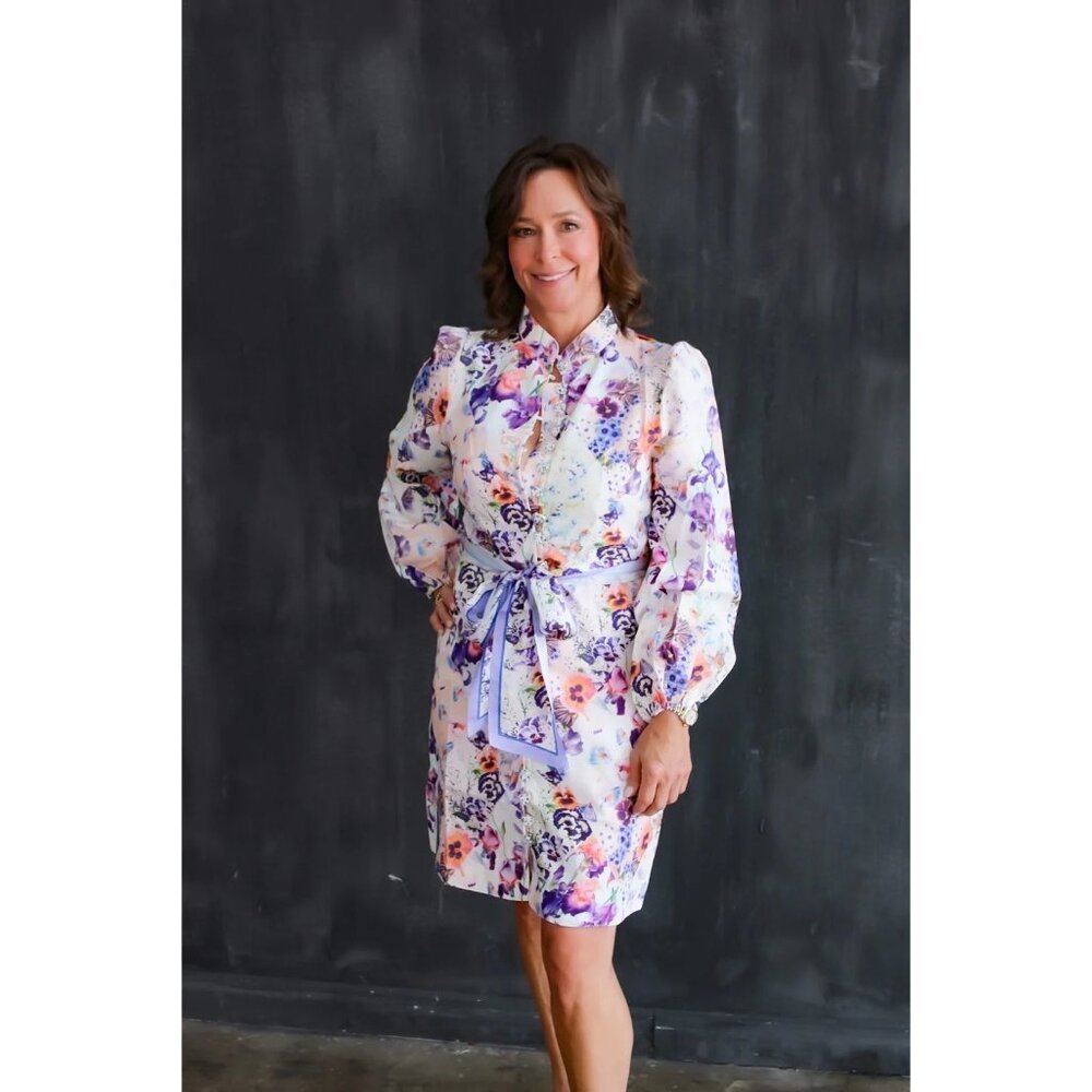 BEULAH Floral Purple With A Purpose Knee Length Dress size Small